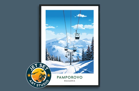 Pamporovo Bulgaria Ski Travel Poster