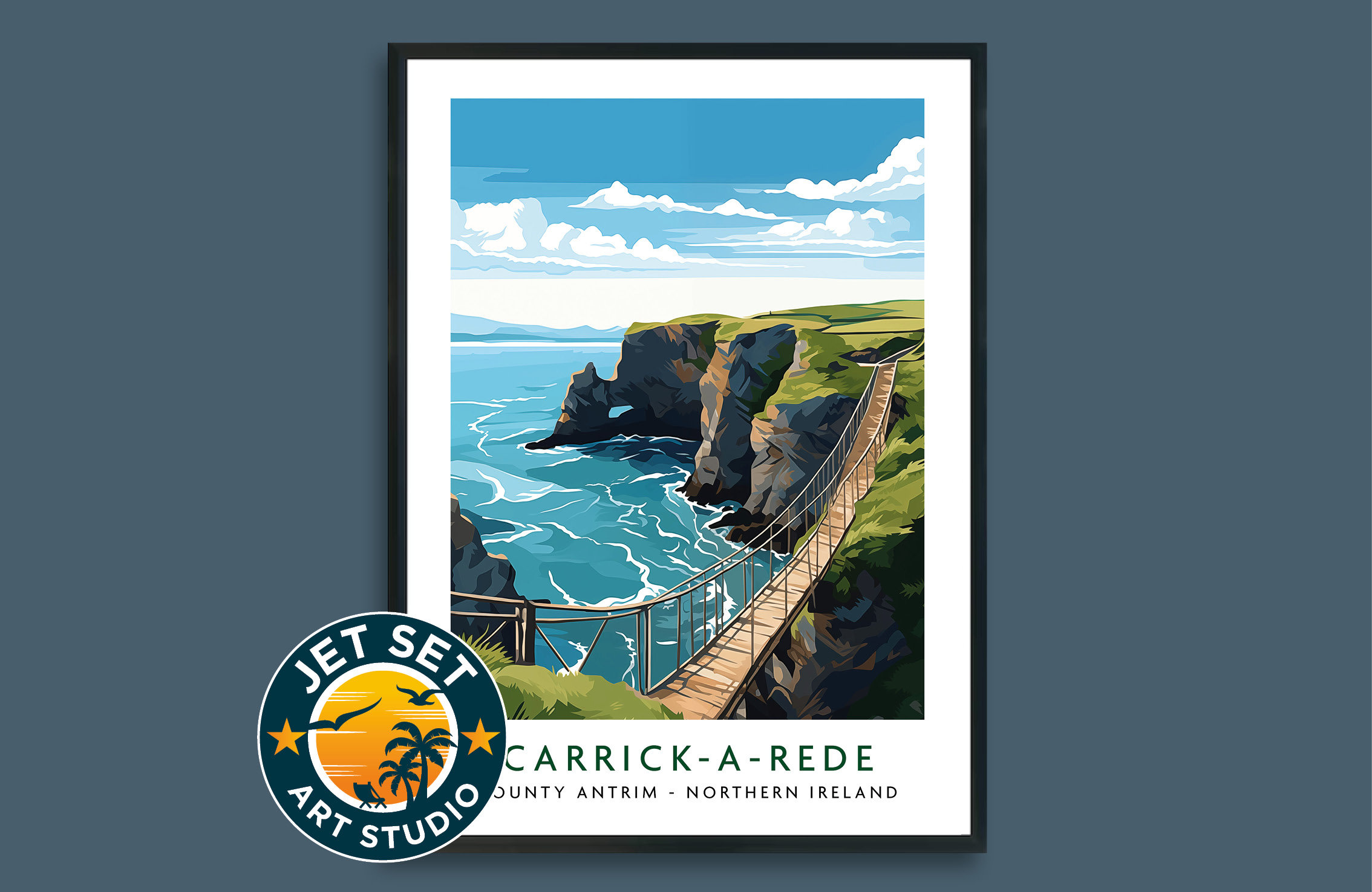 Carrick-a-Rede Rope Bridge County Antrim Coastal Travel Poster