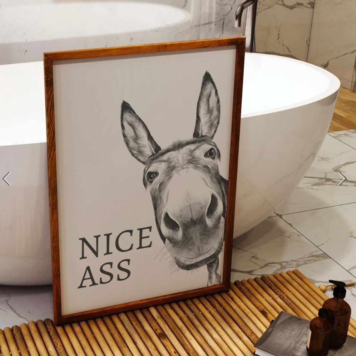 Nice Ass Donkey Sketch Cream Background Cheeky Animal Humor Poster