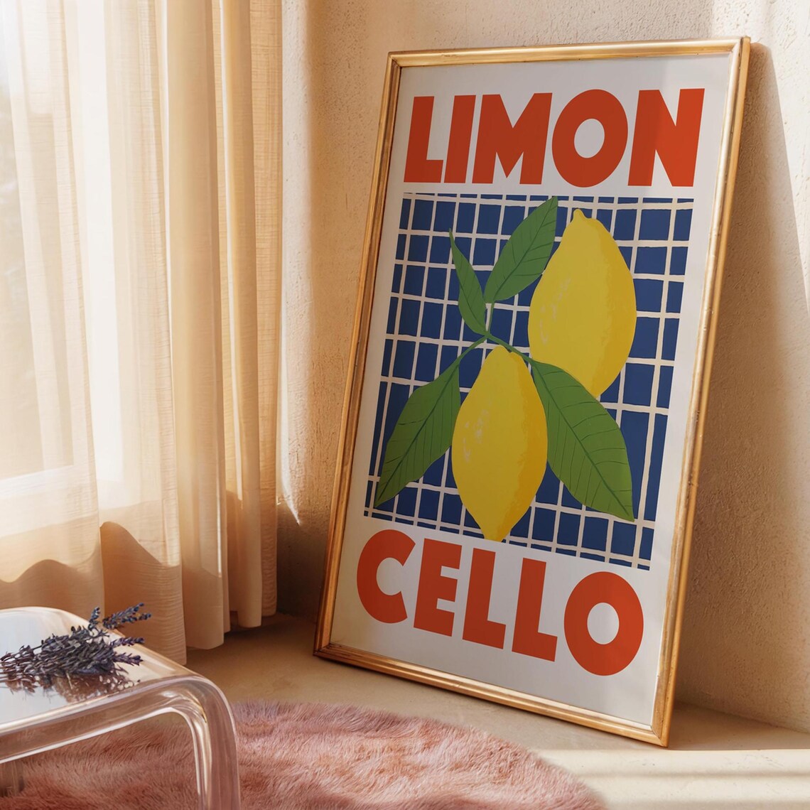 Limoncello Kitchen Art Print, Colourful Lemon Poster