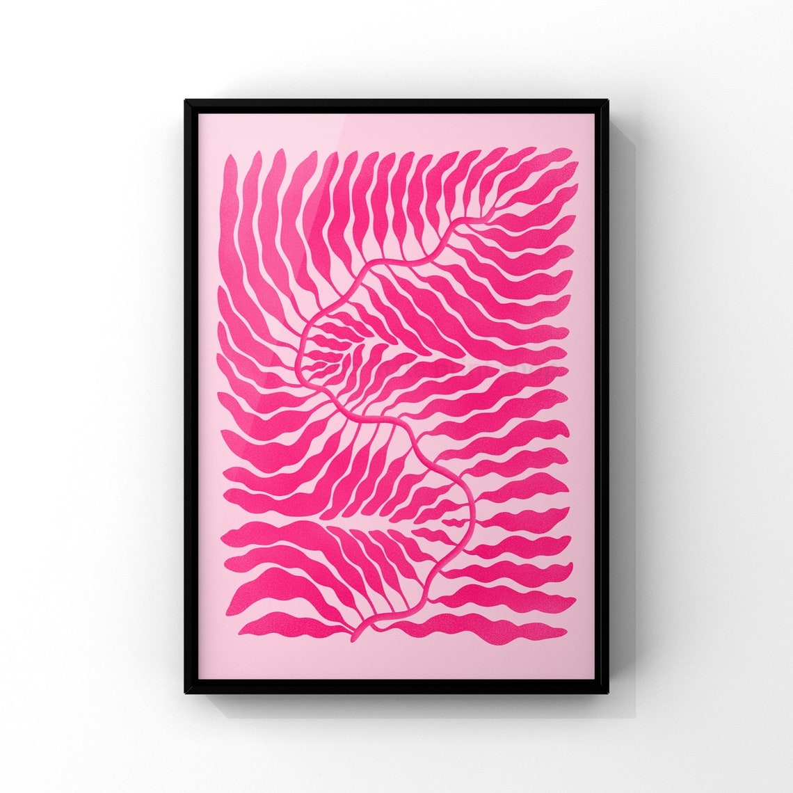 Pink Organic Abstract Botanical Pattern Modern Wall Decor Poster