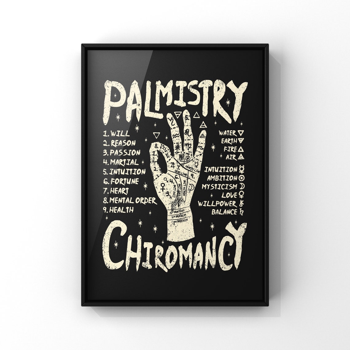 Rock On Skeleton Hand Sign Gothic Halloween Black Art Poster - Image 2