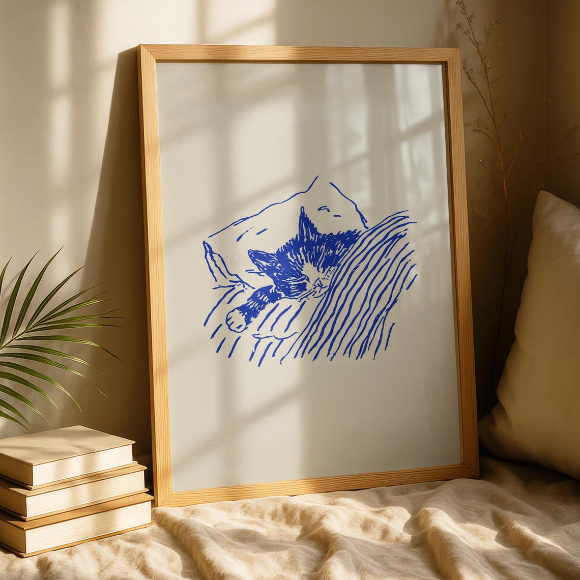 Bedtime Cat Print Funky Kitchen Wall Art Eclectic Prints Maximalist Decor Bedroom