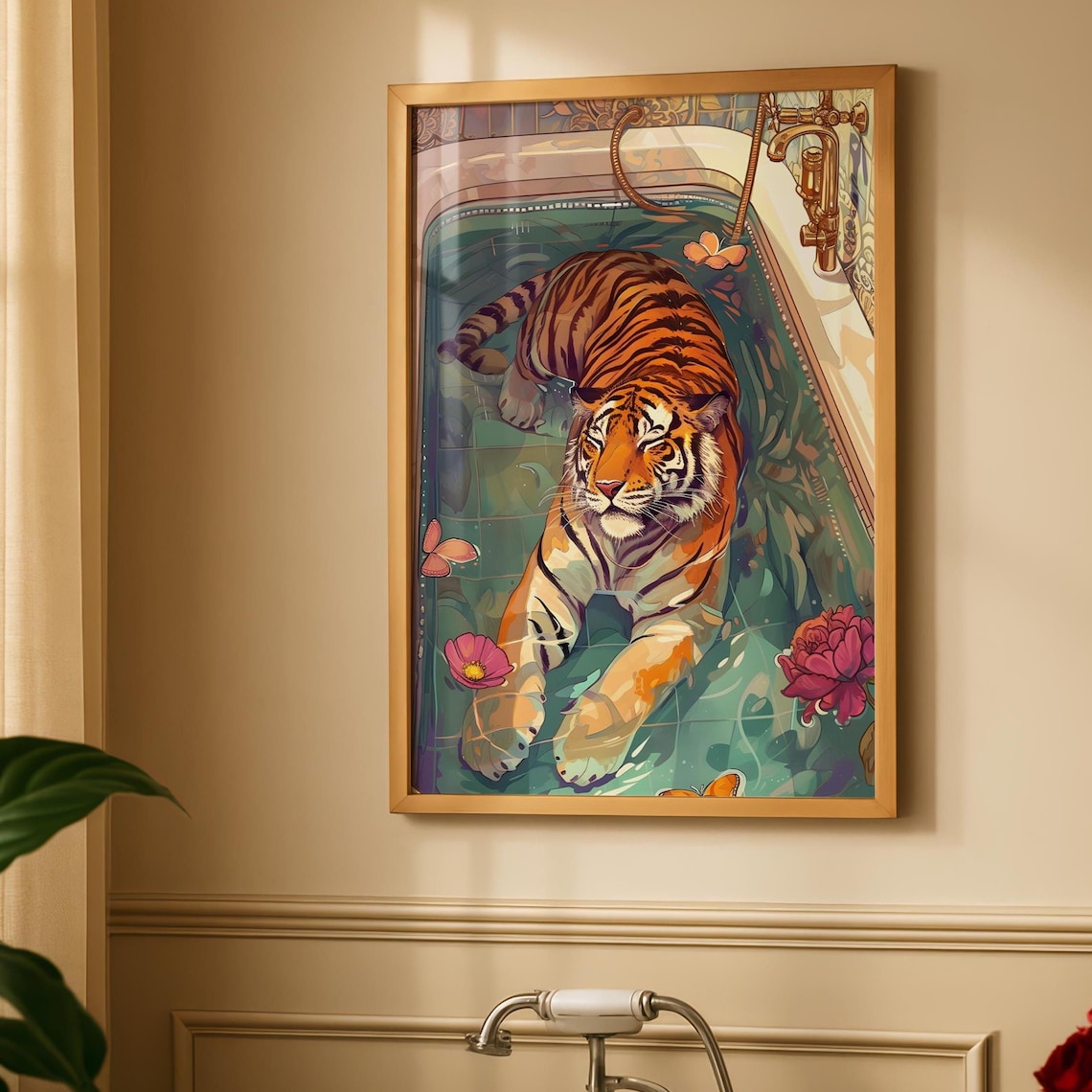 Tiger Bathroom Art Print, Funny Bathroom Decor