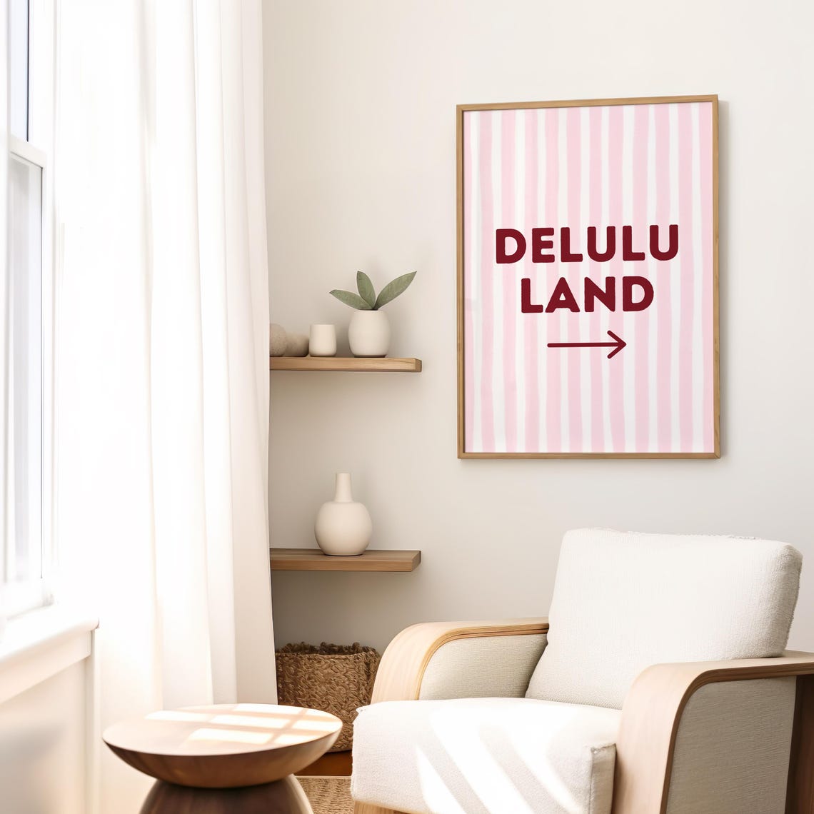 Delulu Land Print Trendy Girly Preppy Poster Aesthetic Pink And Red Room Decor College Apartment Decor Delulu Land Sign - Image 2