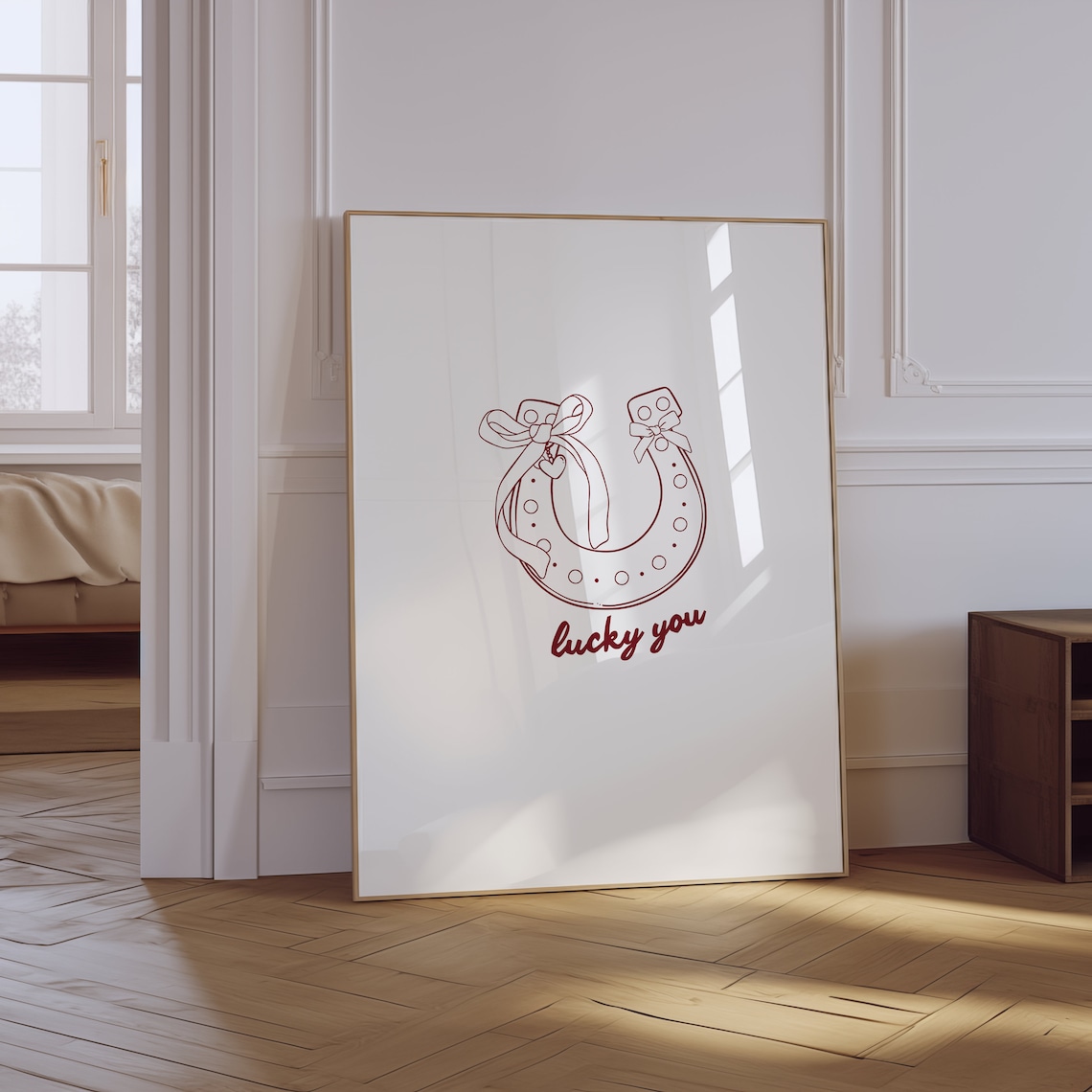 Lucky You Red Horseshoe With Bows Western Good Luck Quote Wall Art