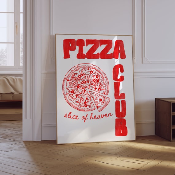Pizza Print Trendy Kitchen Poster Retro Pizza Poster Cute Food Kitchen Art Fun Kitchen Print Modern Kitchen Wall Art Foodie Art
