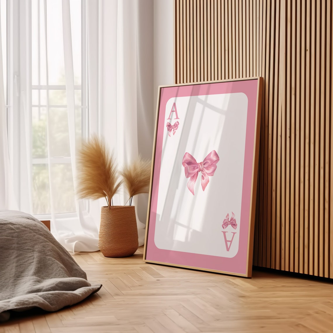 Pink Bow Ace Playing Card Preppy Coquette Girly Decor Poster - Image 3