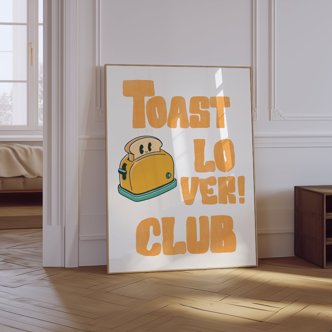 Toast Lover Club Cute Toaster Retro Kitchen Typography Poster