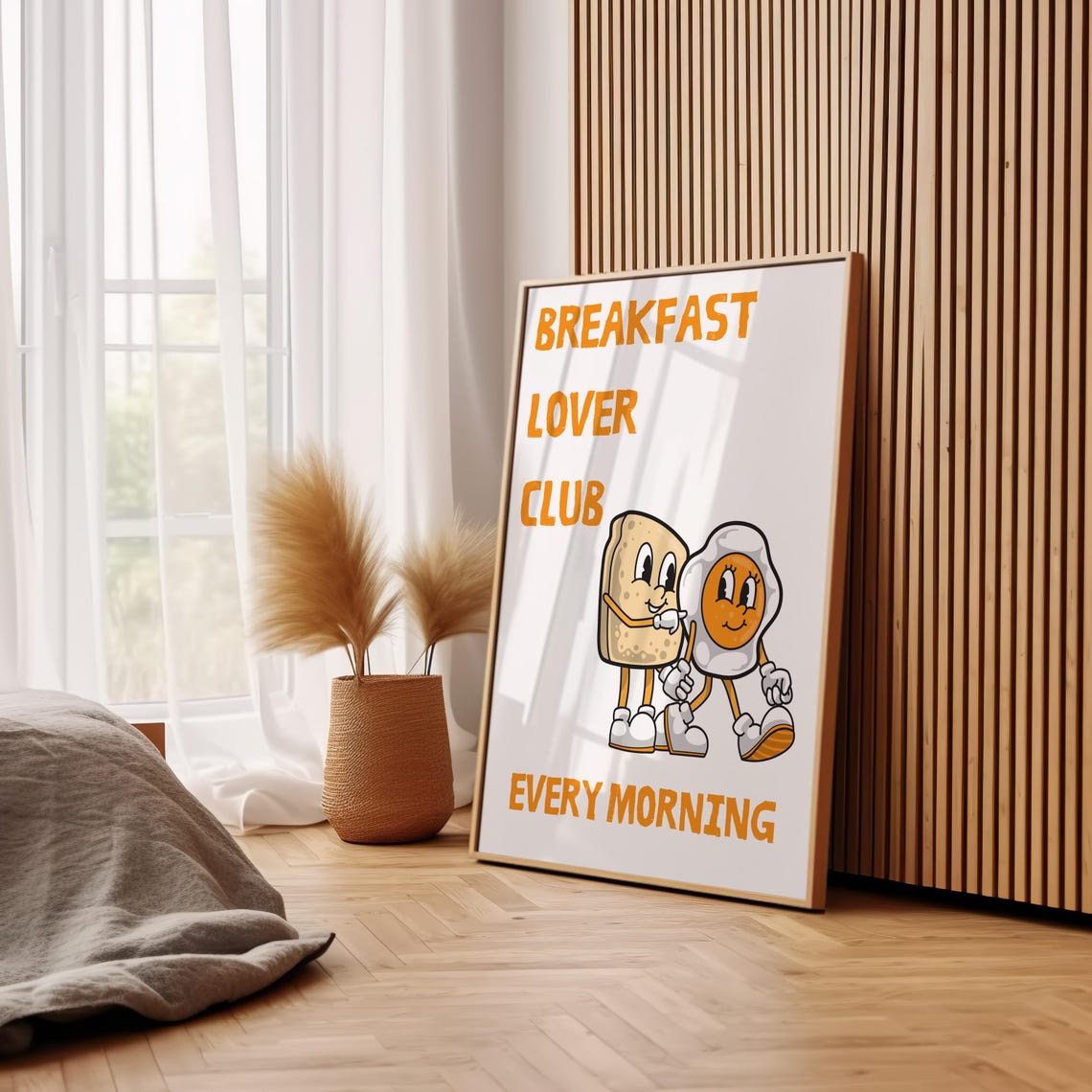 Breakfast Lover Club Every Morning Retro Toast Egg Mascot Poster - Image 2