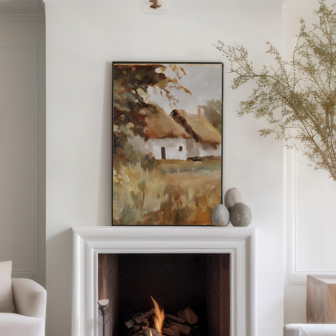 Vintage Country Cottage Art Print, Fall Farmhouse - Image 5