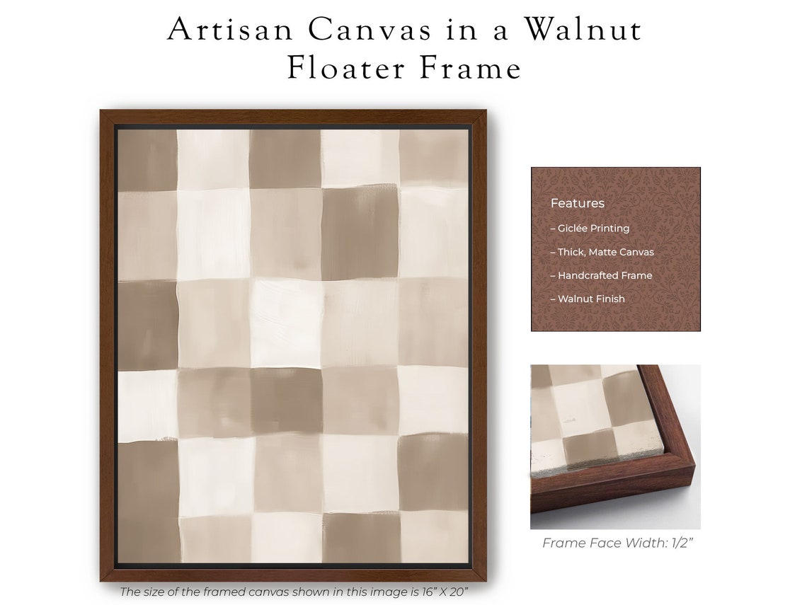 Framed Modern Checkered Art Print Framed Modern Neutral Art Print Framed Neutral Pattern Framed Modern Art Framed Minimalist Artwork - Image 5