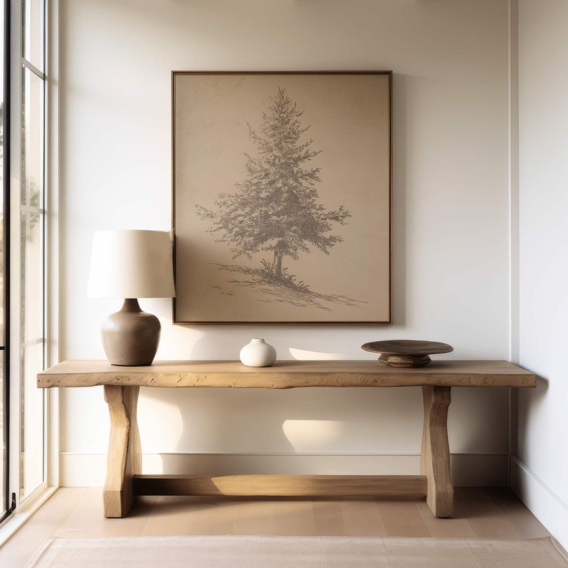 Pine Tree Gicle Art Print Unframed Vertical Neutral Christmas Wall Art Moody Vintage Style Winter Holiday Decor - Image 3