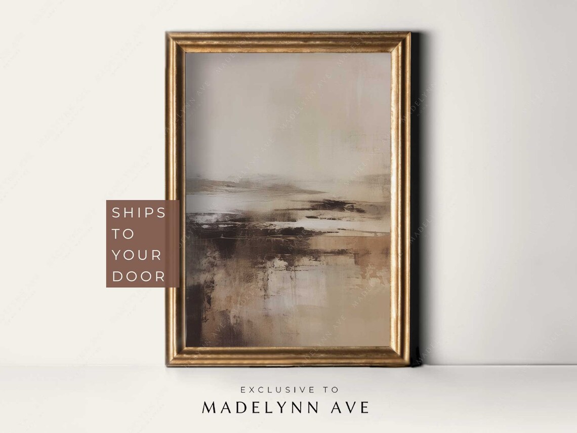 Moody Brown Abstract Landscape, Modern Art Print