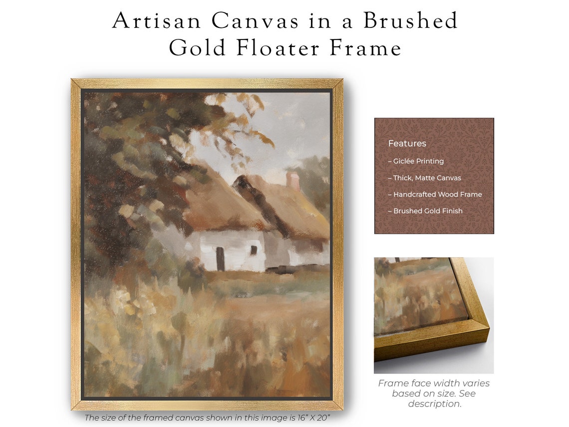 Framed Thatched Roof Cottage Vintage Countryside Scene Poster - Image 4