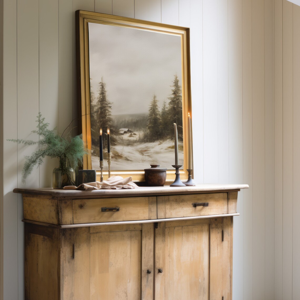 Winter Pine Forest Christmas Art Print, Rustic Landscape - Image 5