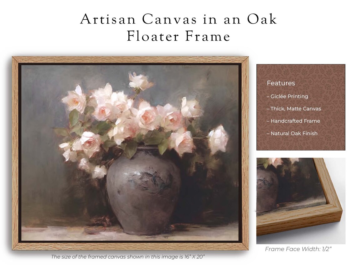 Vase With Flowers, Farmhouse Oil Painting Art Print - Image 6