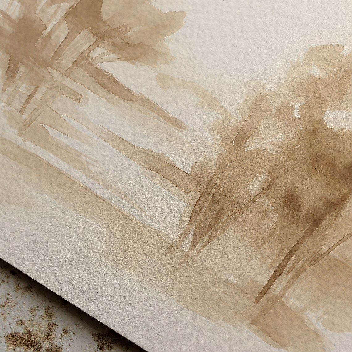 Neutral Sepia Watercolor Landscape Art Print, Modern - Image 6