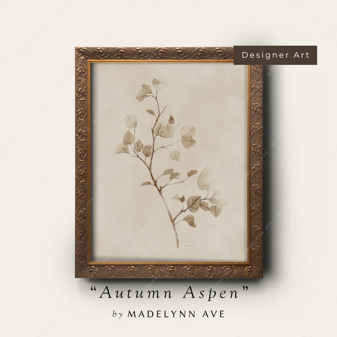 Fall Branch Botanical Sketch, Antique Style Art Print