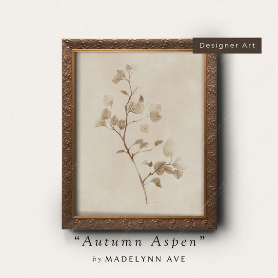 Fall Branch Botanical Sketch, Antique Style Art Print