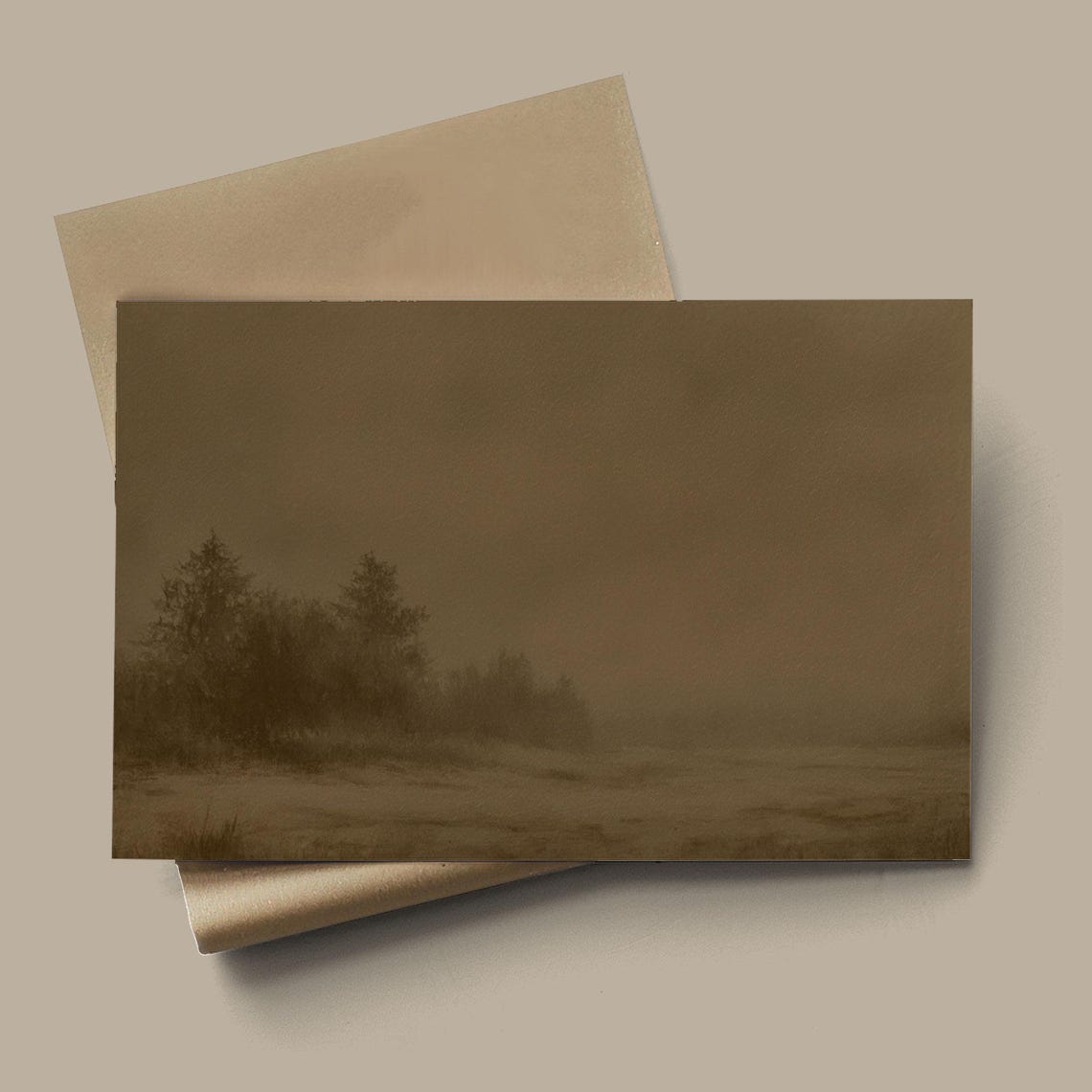 Misty Winter Forest Brown Toned Rustic Nature Landscape Poster - Image 3