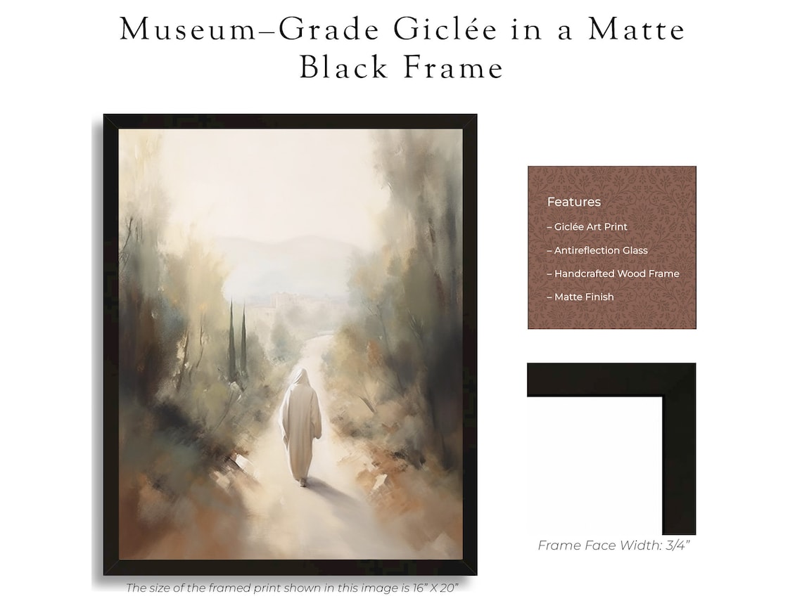 Christ Jesus On The Path, Neutral Christian Art Print - Image 3
