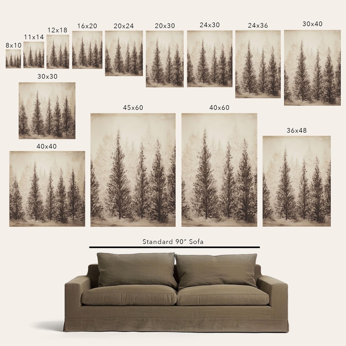 Antique Pine Trees, Vintage Winter Forest Art Print - Image 2
