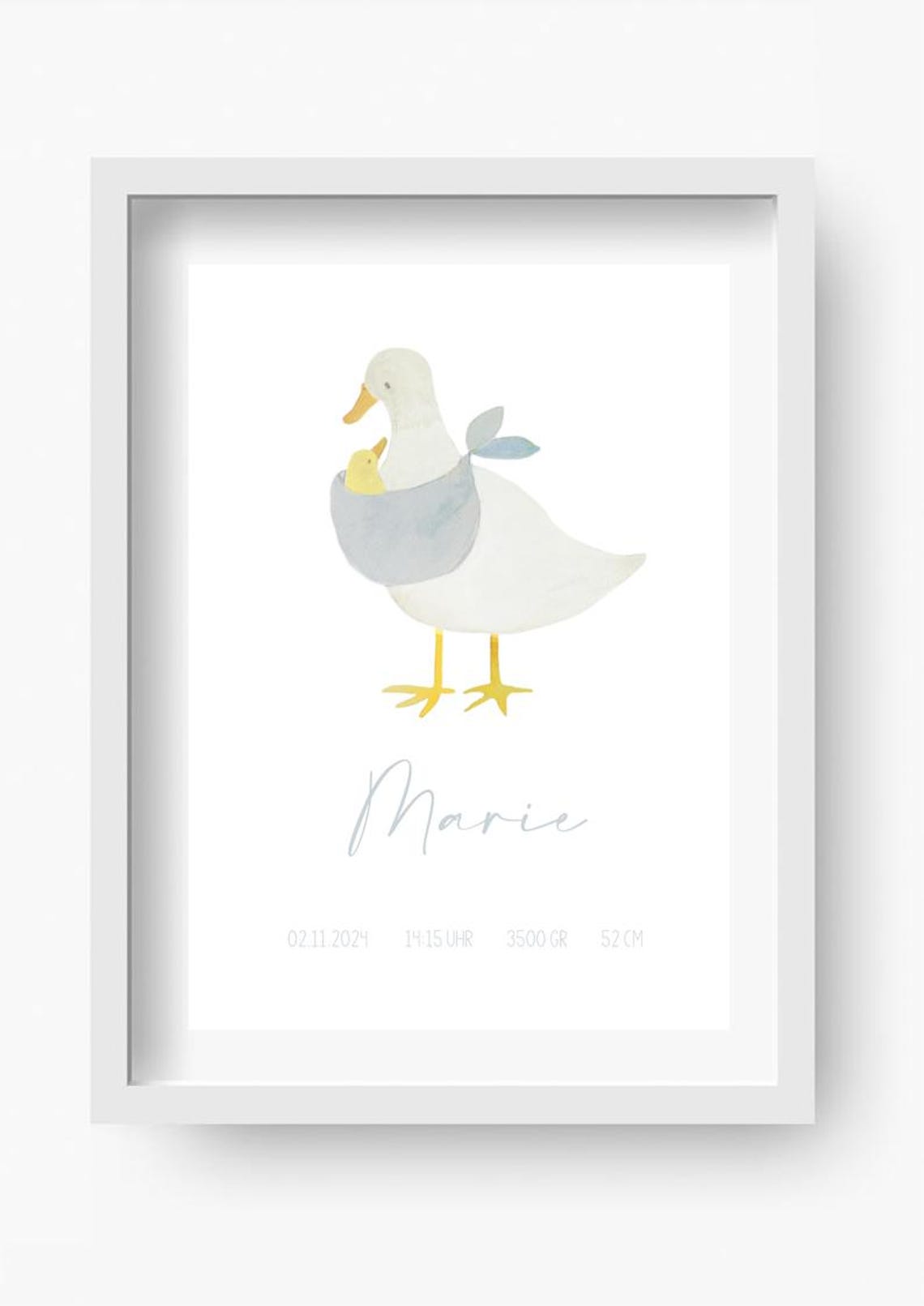 Baby Birth Stats Bird Carrying Chick Personalized Nursery Art Poster - Image 2