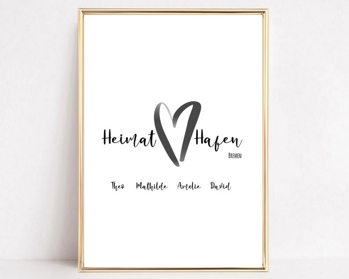 Heimat Hafen Bremen Personalized Family Names Heart Gift Poster - Image 2