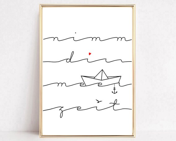 Nimm Dir Meer Zeit German Sea Quote Paper Boat Anchor Poster