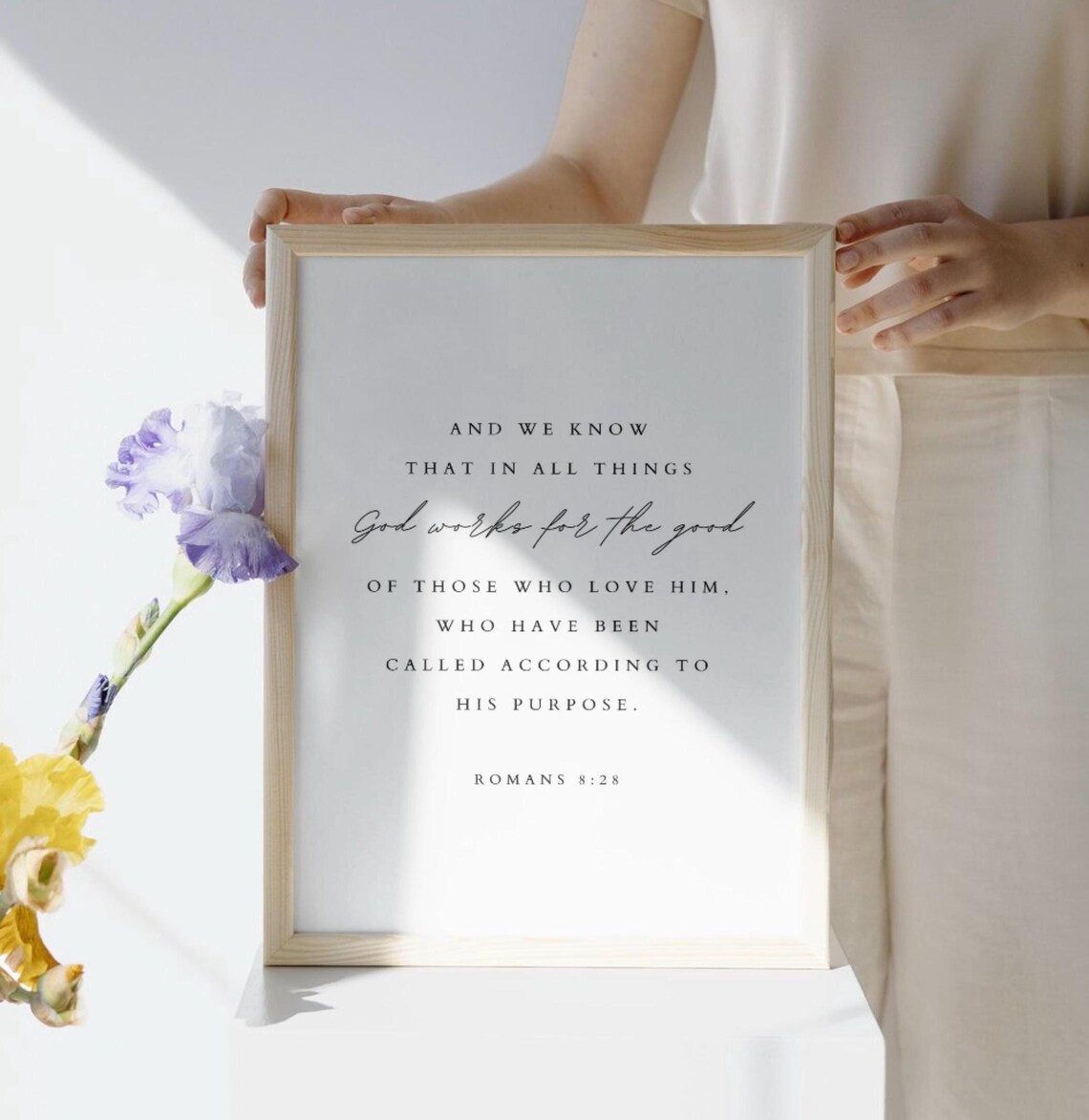 Romans 828 All Things God Works For The Good Bible Verse Christian Wall Art Minimal Scripture Print Modern Christian Prints - Image 3