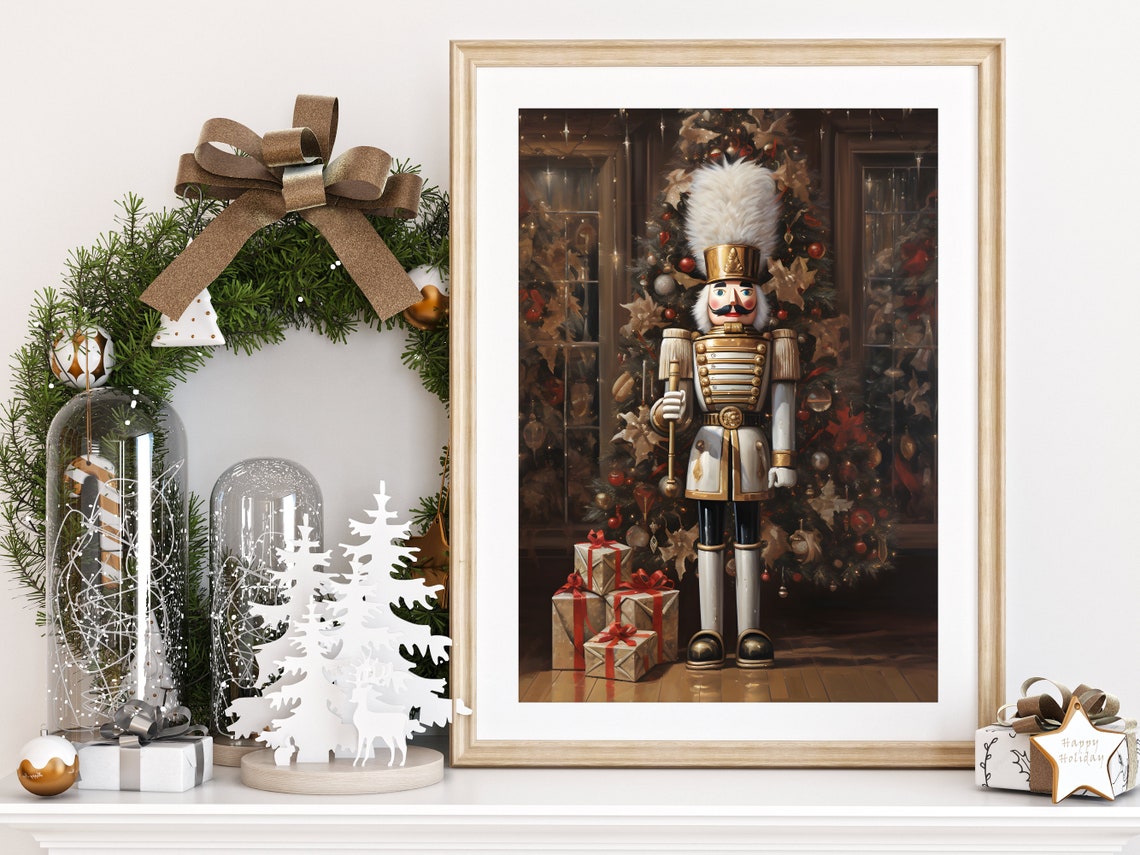 Golden Nutcracker Soldier Christmas Tree Gifts Holiday Poster - Image 2