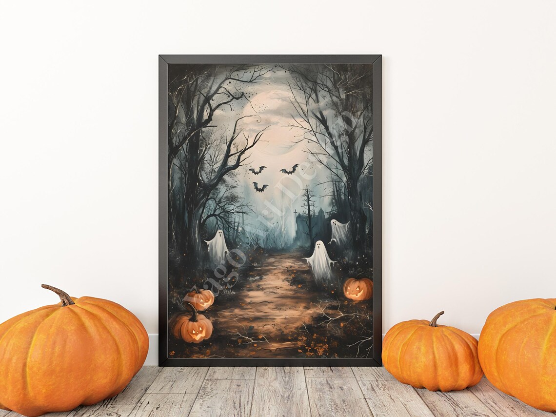Halloween Ghost and Jack O Lantern Poster - Image 3