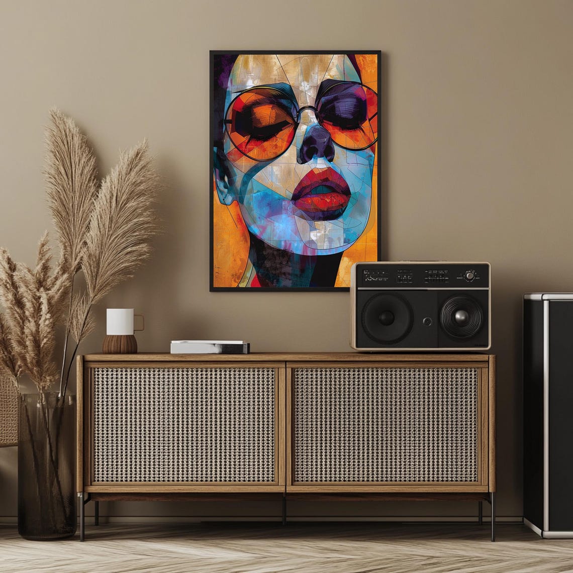 Abstract Woman Face Art Print Figurative Painting Print Vibrant Geometric Wall Decor Colorful Portrait Painting Modern Expressionist - Image 4