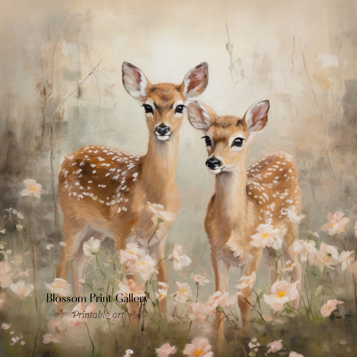 Vintage Fawn Painting Rustic Deer Art Print - Image 2