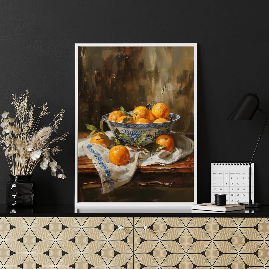 Moody Oranges Vintage Fruit Still Life Art Print - Image 4