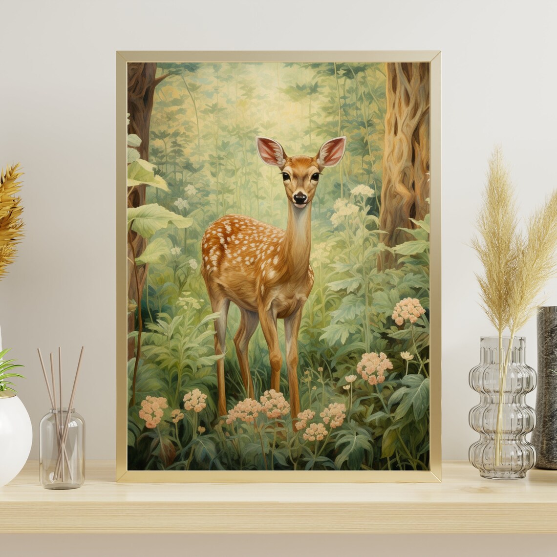 William Morris Fawn Painting, Rustic Deer Art Print - Image 4