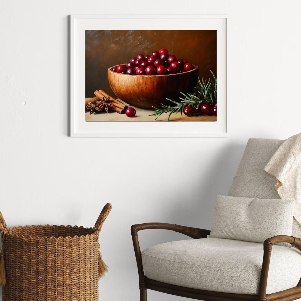 Cranberry Bowl Cinnamon Star Anise Holiday Still Life Poster - Image 3