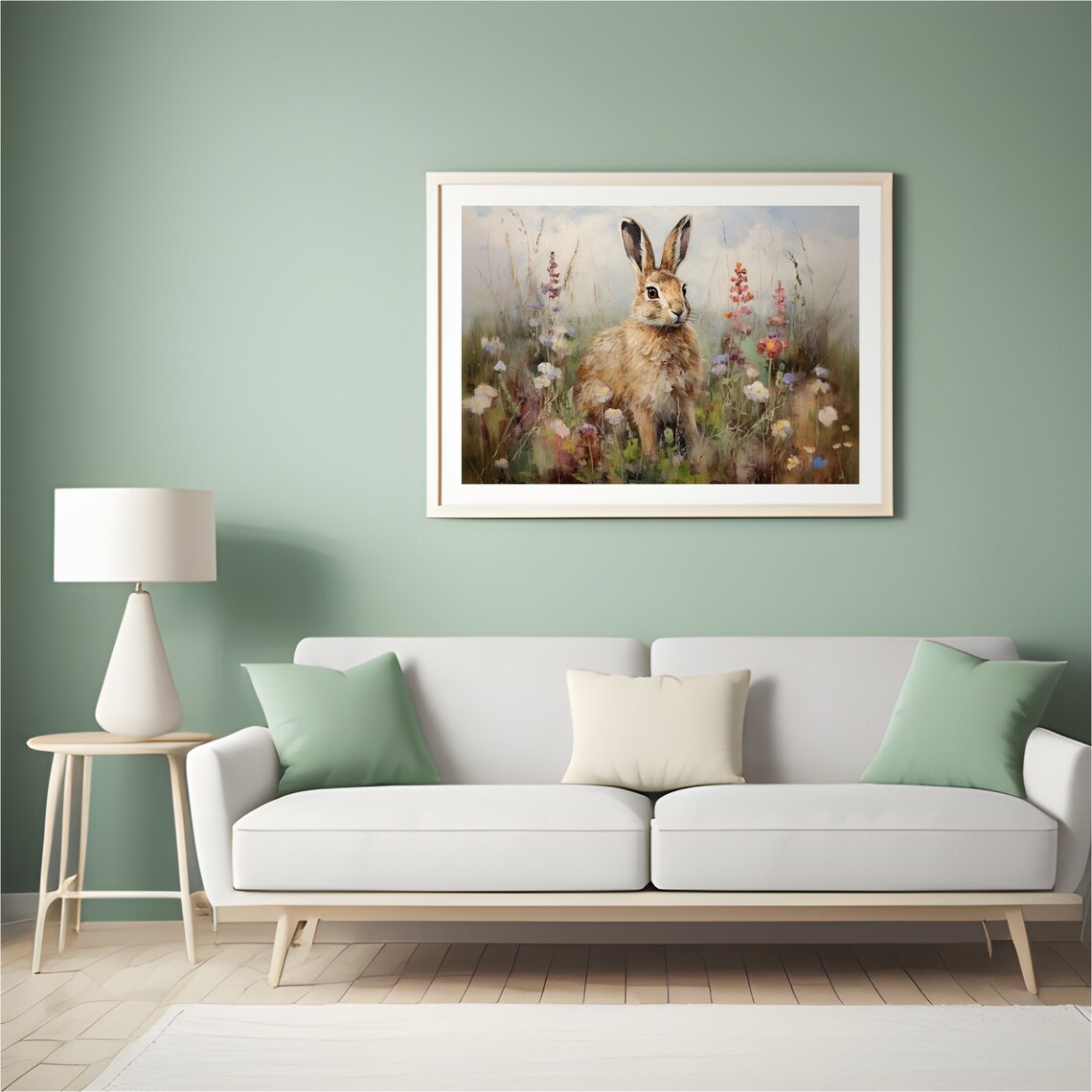 Vintage Rabbit Painting Rustic Hare Art Print - Image 5