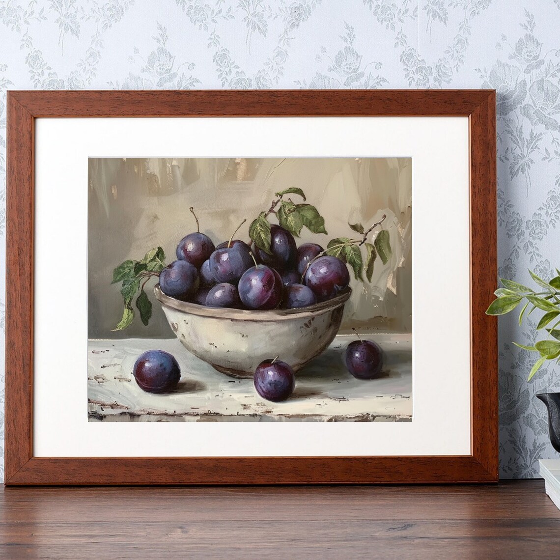 Moody Plums Vintage Fruit Still Life Art Print - Image 5