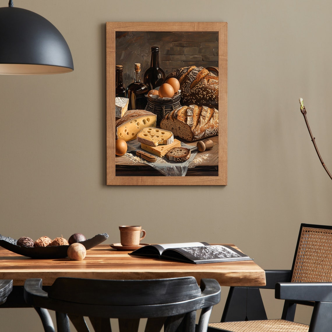Hearty Rustic Bread Cheese Eggs And Wine Still Life Kitchen Poster - Image 6