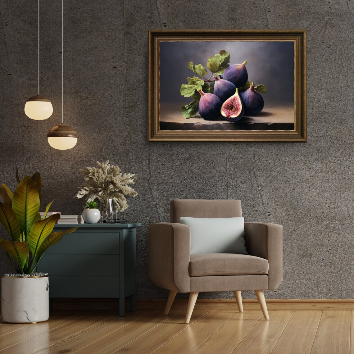 Moody Vintage Still Life of Fresh Figs Dark Fruit Oil Painting Poster - Image 5