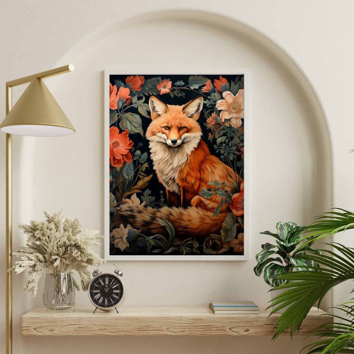 Red Fox In Floral Tapestry William Morris Style Vintage Art Poster - Image 5