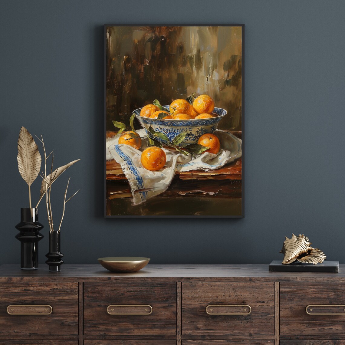 Moody Oranges Vintage Fruit Still Life Art Print - Image 6
