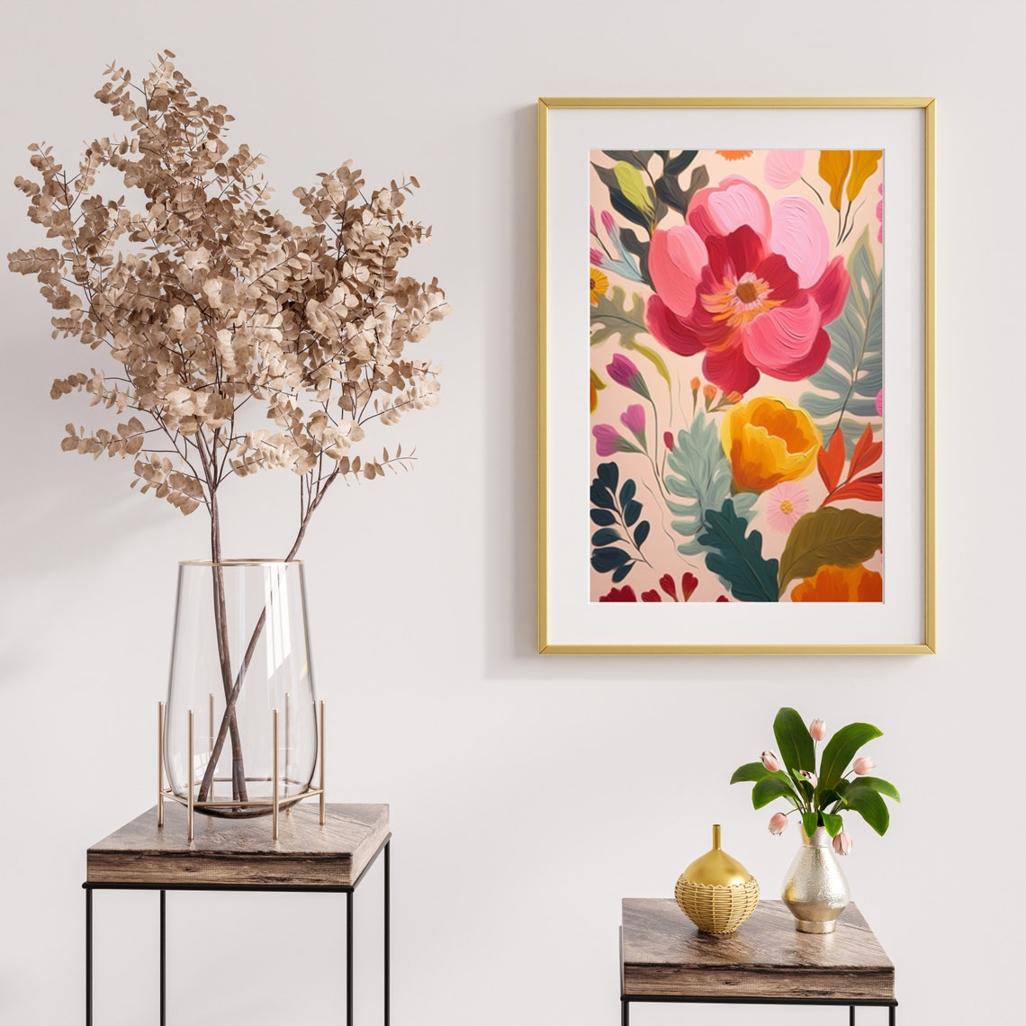 Bold Pink Floral Abstract Botanical Painting Modern Colorful Wall Art - Image 4
