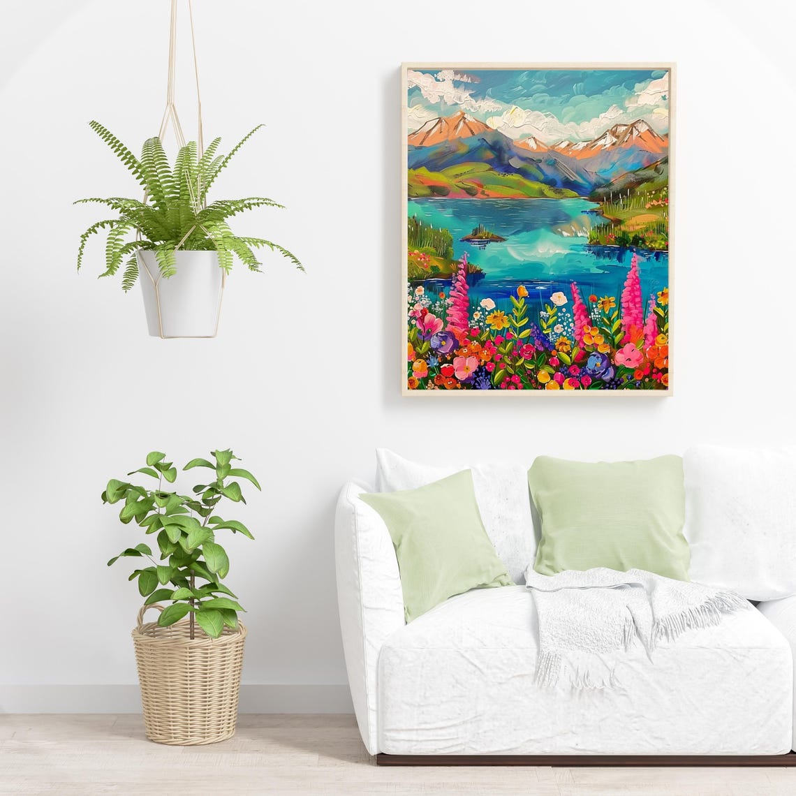 Colorful Mountain Lake with Wildflowers Vibrant Landscape Poster - Image 6