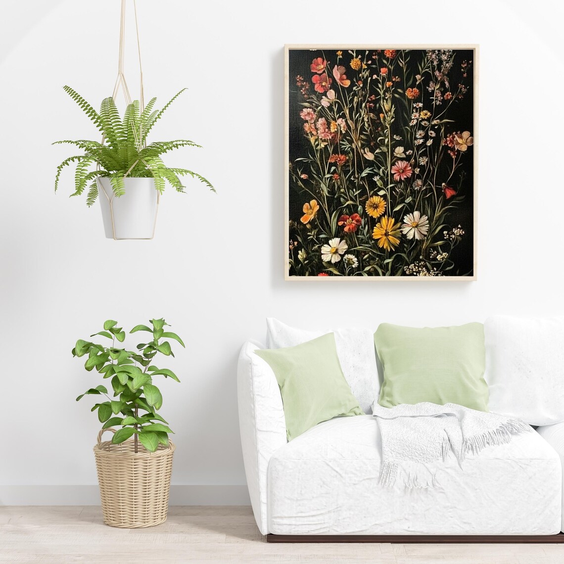 Dark Botanical Moody Floral Art Print, Vintage - Image 3