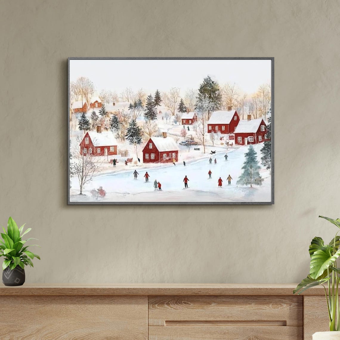 Christmas Town Wall Art Snowy Winter Village Print Cozy Winter Holiday Scene Festive Vintage Farmhouse Christmas Painting 798 - Image 5