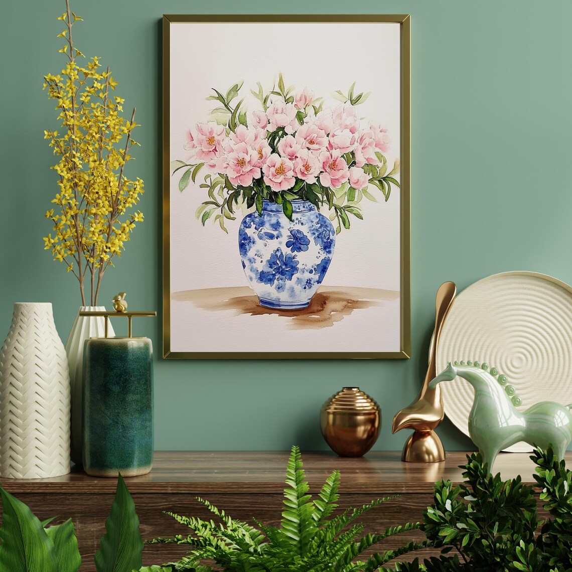 Watercolor Flower Bouquet Botanical Minimalist Bohemian Print - Image 6