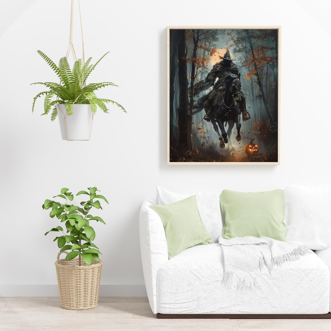 Headless Horseman Halloween Night Haunted Forest Painting Poster - Image 6